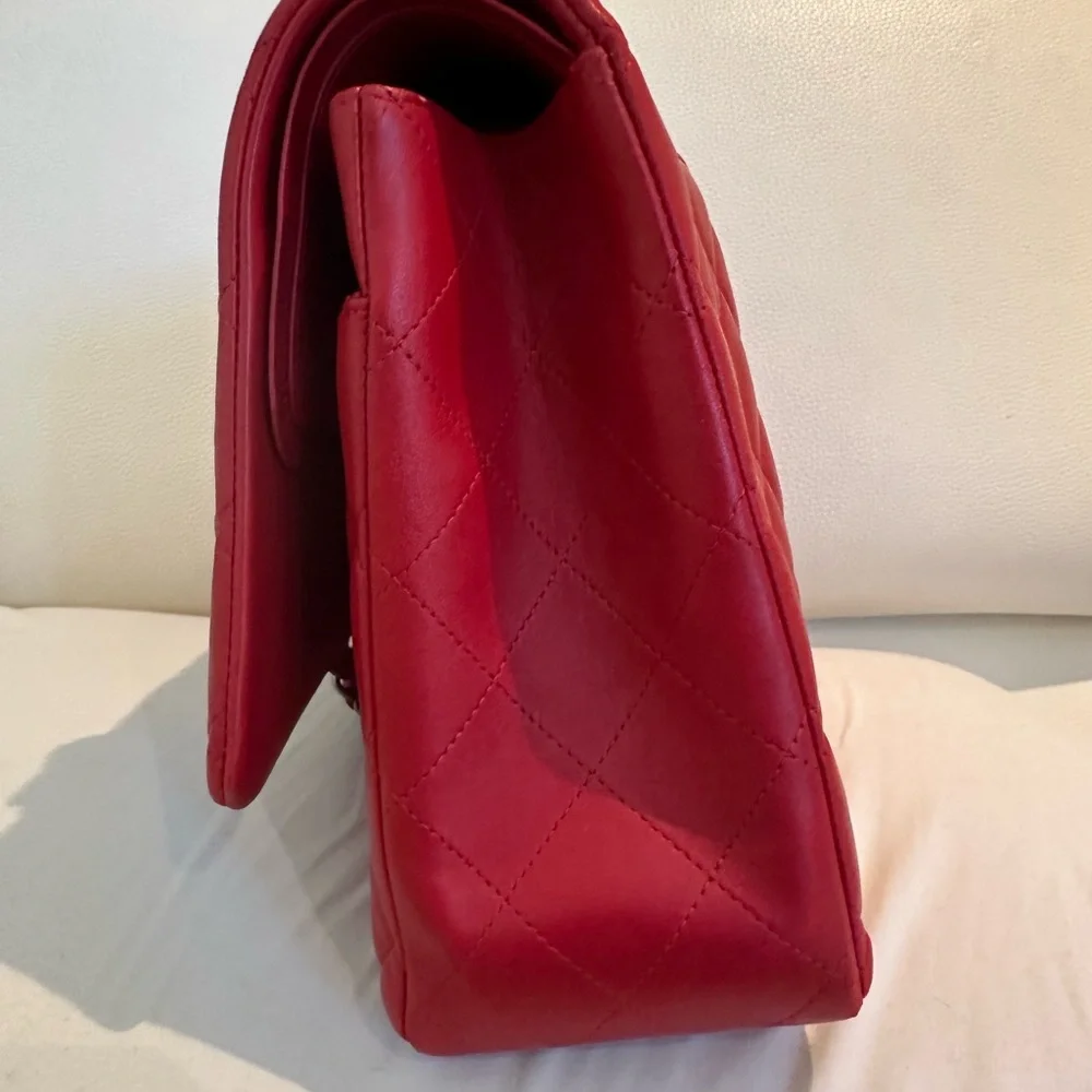 Chanel Jumbo double flap RED Ruthenium hardware *like NEW* - Picture 7 of 8